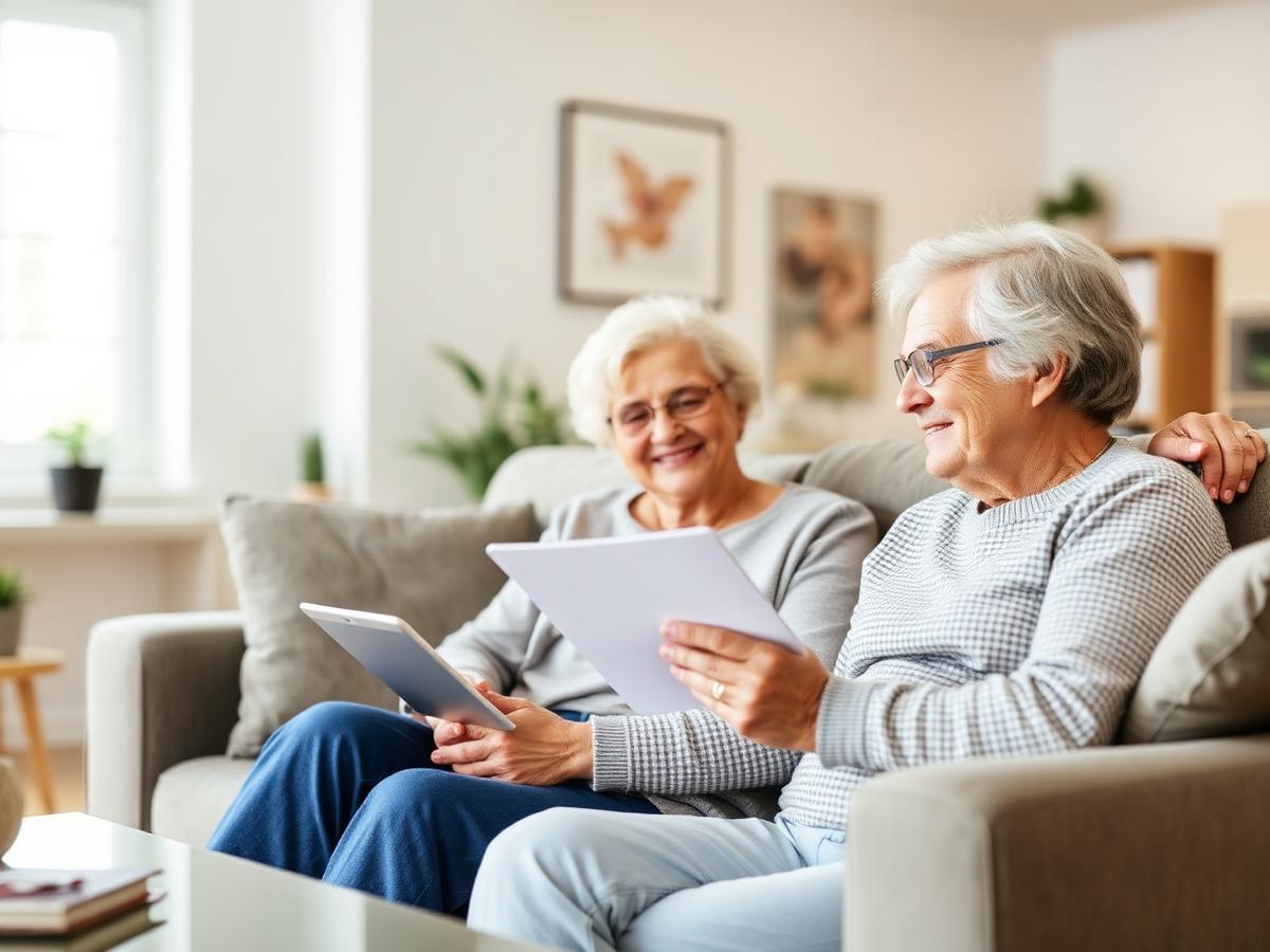 Senior couple reviewing Medicare plan options at home
